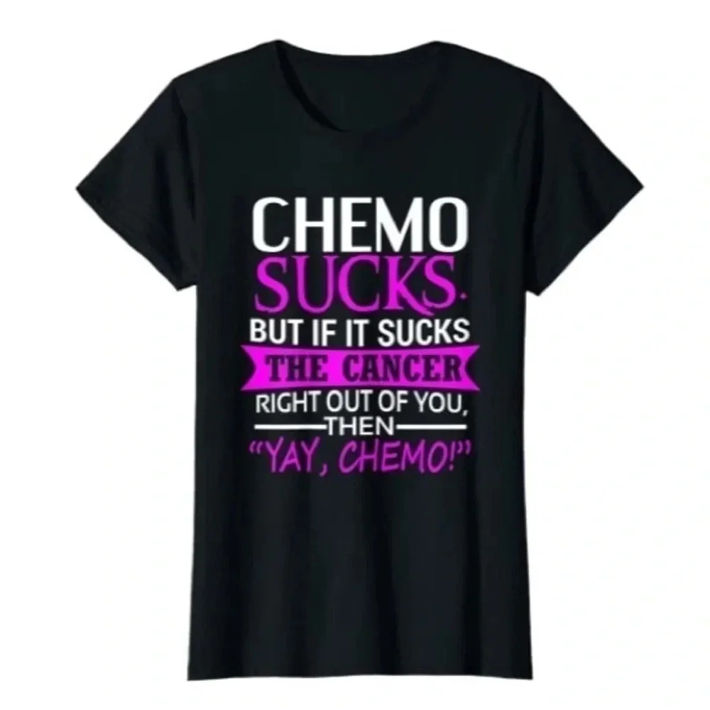 Graphic Tee Chemo Sucks Black V-Neck Short Sleeve T-Shirt